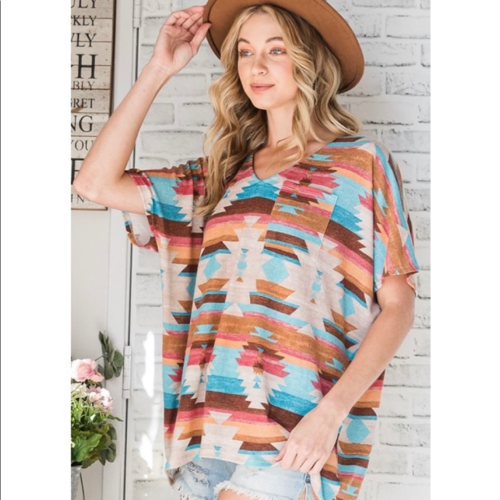 KFab Designs Multicolor Aztec Print Top - Picture 7 of 10